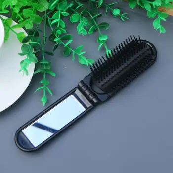 1pc Naujo Dizaino Lankstymo Plaukų Šepetys Su Veidrodžiu Pocket Vertus Hairbrush Kelionės Kišenėje Nešiojami sudaro Veidrodis Coms Juoda Fahion