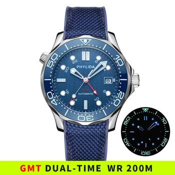 200M Vandeniui Automatinis GMT Žiūrėti Mados Prabangių Mechaninis Laikrodis Nerūdijančio Plieno Žiūrėti Mėlyna vyrų relogio masculino