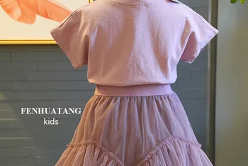 2019 dviejų dalių rinkinys Mergaitėms'Suit Laišką trumpomis Rankovėmis T-shirt ir Ekraną, Sijonas Vasaros Suknelė Nauja Vaikiška Suknelė vaikams drabužių