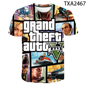 2021 Aukštos Kokybės 3D Spausdinimo Grand Theft Auto Žaidimo Gta Atspausdintas T-shirt Vyrai Moterų trumpomis Rankovėmis T-shirt Berniukų, Mergaičių Viršūnes Tee