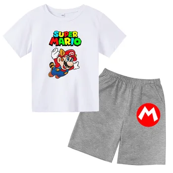 2021 Vasaros Klasikinių Animacinių filmų Mario bros T-Shirt Kostiumas Harajuku Stilius Klasikinis Mario Bros Berniukas Mergaitė Kostiumas Gatvės T-Shirt