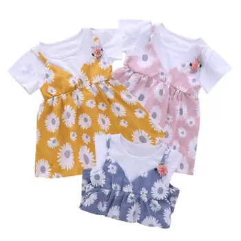 2021 Vasaros Kūdikių Dress Naujų Mergaičių Mados Infantilus Suknelės Medvilnės Vaikų Drabužiai Gėlių Stilius, Vaikų Drabužiai Princesė Suknelė