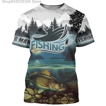 2021 karšto stiliaus mielas karpių žvejyba vasarą trumparankoviai mados atsitiktinis 3D spausdinimo Harajuku vyriški trumparankoviai marškinėliai T-shirt si