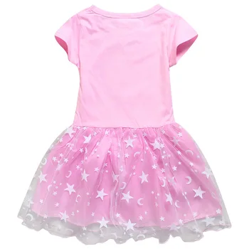 2021 m. Nauja Baby Girl Vasaros Princesė Dress Girls Cartoon Spausdinti Trumpas rankovėmis Akių Suknelės Vaikų Šalis Suknelė Drabužius
