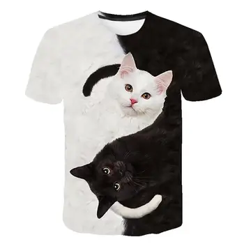 2021 mados naujų cool T-shirt vyrams ir moterims 3D T-shirt modelio dvi kates trumparankoviai vasaros top marškinėliai T-shirt S-6XL