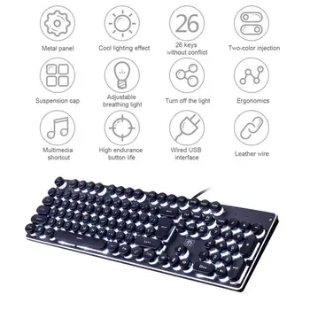3 Tipų Žaidimų Mechaninė Klaviatūros Žaidimas 104 Standartiniai Klavišai Apšvietimu Patvarus Laidinė Klaviatūra Aliuminio Pagrindo Kompiuterių Periferiniai Įrenginiai