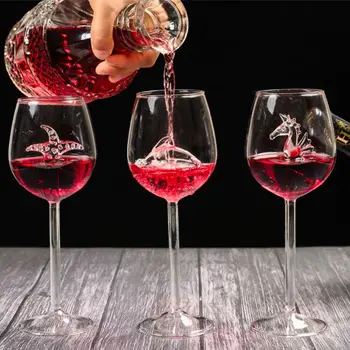 300ml Kūrybos Raudonojo Vyno Taure su Delfinai, Delfinai, Raudonojo Vyno taurių Taurės Stiklo