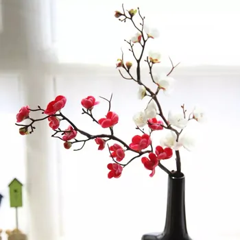 30cm Dirbtinių Gėlių Filialas Raudonųjų Slyvų Žiedų Persikų Vyšnių Žiedų Puokštė Namų, Sodo Vestuvių, Gimtadienio Pavasario Šaliai Dekoro