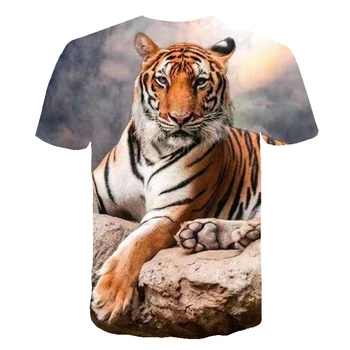 3D Atspausdintas Tigras Gyvūnų Kids marškinėliai Berniukams, Mergaitėms Overlord Valdinga Vaikų Drabužiams O-kaklo trumparankoviai Atsitiktinis Tee