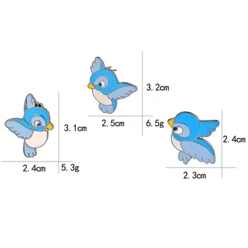 3pcs/set Mielas Emalio Blue Bird Pin Animacinių filmų Plaukioja Gyvūnų Sagė Džinsinio Pin Sagtis Marškinėliai Ženklelis Dovana Vaikams Populiarus Juvelyrikos