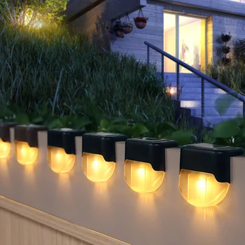 4pcs Saulės Denio Apšvietimas, Sodo Kieme Vandeniui LED Kiemo Žingsnis Tvora Apšvietimo Lempos, skirtos Namų ūkių Lauko Kiemas Ornamentu Dekoras