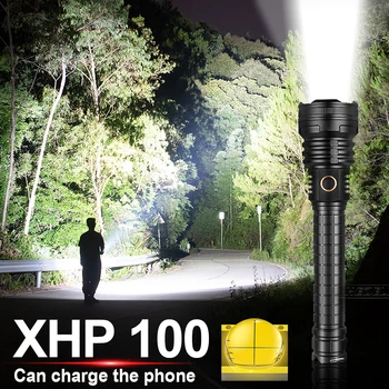 500000LM xhp100 high power led žibintuvėlis Įkraunamas 18650 26650 usb taktinis žibintuvėlis xhp90 flash šviesos xhp50 medžioklės lempos
