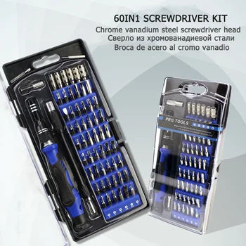 60 In1Screwdriver Nustatyti Magnetinio Rinkinys Atsuktuvų Antgaliai Remonto Telefoną, Nešiojamąjį Kompiuterį Atsuktuvas Įrankių Rinkinys Rinkinys, Rankiniai Įrankiai, Priedai