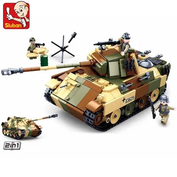 725Pcs Karinės Pantera vidutinį Tanką Modelio Blokų Rinkinius Ginklu Karo Armijos WW2 Kūrėjas Plytų Švietimo Žaislai Vaikams