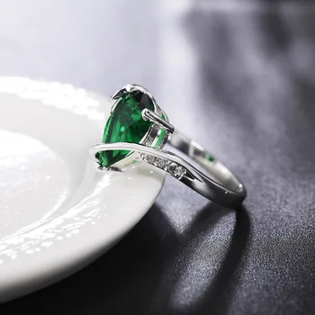 925 Sterlingas Sidabro Malonės Žalia Dizaineris Sužadėtuvių Žiedai, Vestuvių Asmeninį Prabangūs Papuošalai, Dovanos Moterims, 2021 Tendencija