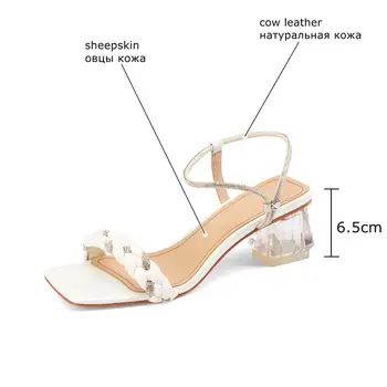ALLBITEFO dydis 33-41 storo kulno batų paprasta dizaino, natūralios odos moterys aukštakulnius sandalus vasaros mados mergaičių sandalai mergaitėms