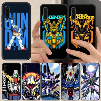 Anime Cartoon Gundam Telefono Padengti Samsung Galaxy A10 A11 A20 E A21 A30 A40 A41 A50 A51 A70 A71 A81 S 4G 5G juoda Korpuso