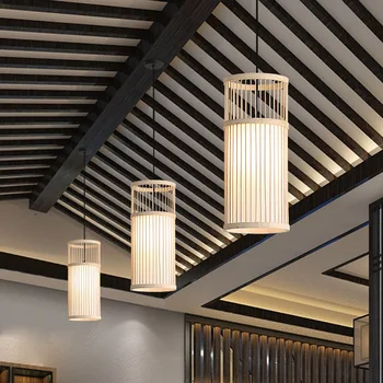 Bambuko audiniai šviestuvo šviesos kūrybos liustra homestay Zen arbatos kambarys Japonijos apdailos restoranas vieną galvos liustra
