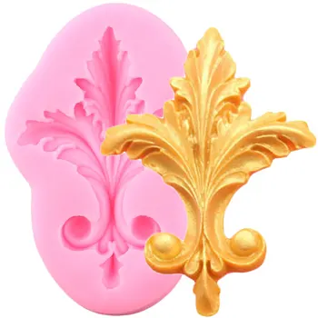 Baroko Pažymėkite Paramos Sienos Silikono Formos Lapai Nėrinių Cupcake Topper Minkštas Tortas Dekoravimo Priemonės, Saldainiai Molio Šokolado Liejimo Formos