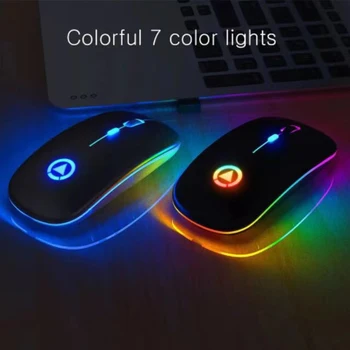 Belaidės Pelės RGB Įkraunamą Pelę Bevielis Kompiuterio Išjungti Pelės LED Apšvietimu Žaidimų Biuras Pelės Nešiojamas Priedai