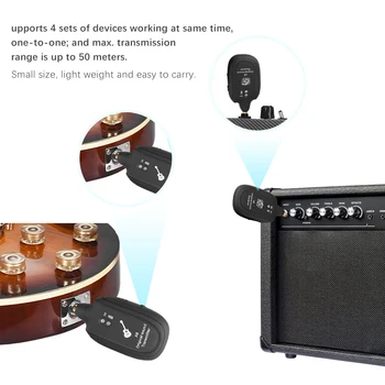Belaidžio Garso Perdavimo Sistemos Imtuvas USB Įkrovimo Siųstuvas už elektrine Gitara, Bosinė gitara, Smuikas