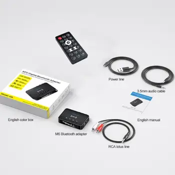 Bluetooth 5.0 Imtuvas Siųstuvas FM Stereo AUX-3.5 mm Lizdas RCA, Optinis Belaidžio ryšio NFC, 