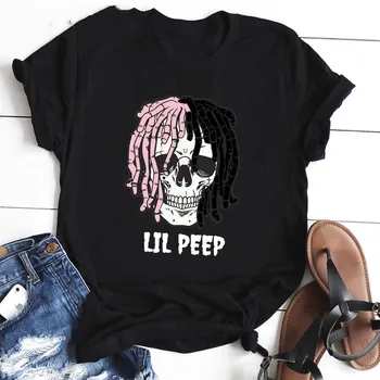 Cool Marškinėlius Rip Lil Peep Marškinėliai moterims Lil.Peep Reperis Juokingas Animacinių filmų T-shirt Cry Baby Atsitiktinis Marškinėlius Hip-Hop Top Grafinis Tees