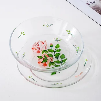Cutelife Korėjos Stiliaus Ins Rose Stiklo Plokštė Retro Vintage Paprastos Salotos Patiekalas, Desertas Plokštės Stovėti Pyrago Užkandis Dėklas Vestuvių Plokštė