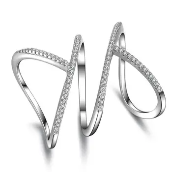 Didelis Sidabro Padengtą Žiedas Bauda Kokybės Cirkonis Kristalų Žiedai Moterims, Papuošalai Geometrinis Sidabro Spalvos Žiedas, Papuošalų Anel Anillos