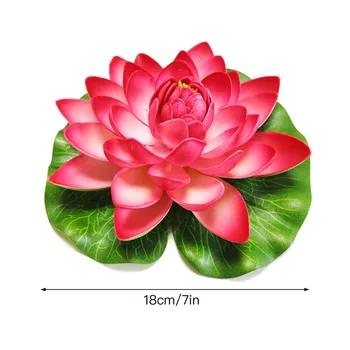 Dirbtinės Gėlės Baseinas Žuvų Bako Apdailos Netikrą Lapų Modeliavimas Lotus EVA Su Vandens Lelija Trinkelėmis Papuošalai 18cm Amatų Augalų
