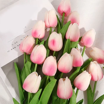 Dirbtinės Gėlės Tulpės Nekilnojamojo Touch Tulpės Dirbtinių Gėlių Puokštė Netikrą Tilips Už Vestuves Apdailos Dirbtinių Gėlių
