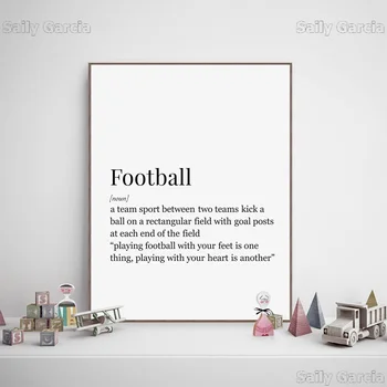 Futbolas, Futbolo Apibrėžimas Meno Drobė, Tapyba, Modernus Juodai Baltas Citatos Plakatas Darželio Kūdikio Kambario Sienos paveiksl Vaikams