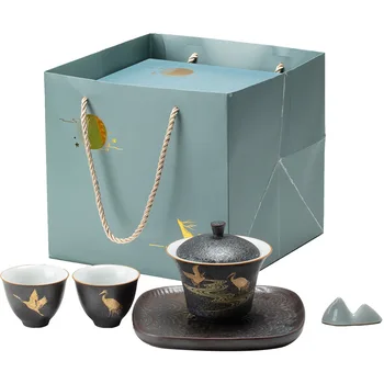Gaiwan arbatos rinkinys retro keramikos arbatos dubenėlį Kung Fu arbatos rinkinys arbatos dėklas nustatyti arbatos puodelio sausų burbulų rinkinys gali būti pritaikyti