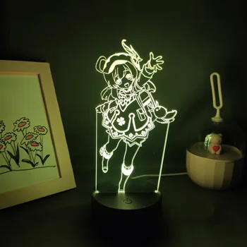 Genshin Poveikio Žaidimas Klee Paveikslas 3D Lavos Lempa Led RGB Baterija Naktį Žibintai Kietas Dovana Draugui, Miegamojo, Stalo, Spalvinga Apdaila