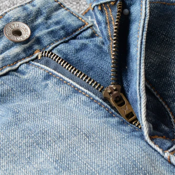 Italijos Vintage Mados Vyrai Džinsai Aukštos Kokybės Retro Šviesiai Mėlyna Elastinga Medvilnės Slim Kankina Džinsai Vyrams Streetwear Dizaineris Kelnės
