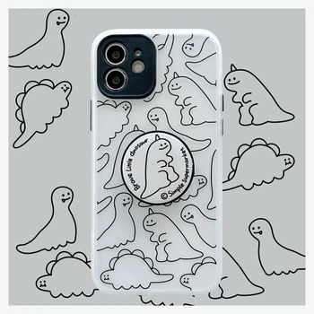 Juokingas Mielas Animacinių filmų Gyvūnų Dinozaurų Laikiklis Telefono dėklas Skirtas iPhone 12 11 Pro Max X Xs Max Xr 7 8 Pulse SE 2020 Atvejais, Minkštos TPU Dangtis