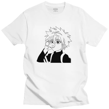 Kawaii Hunter X Hunter Marškinėlius Vyrams trumpomis Rankovėmis Killua Zoldyck T-shirt Įrengtas, Anime, Manga, Marškinėliai, Minkštas Lycra Drabužius Lycra