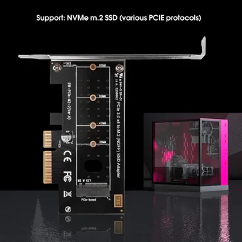 Kebidumei M. 2 NVMe SSD NGFF, KAD PCIE X4 Adapteris Klavišą M Sąsaja Kortelės Palaikymas PCI Express 3.0 X4 2230-2280 Dydis M. 2 Adapteris