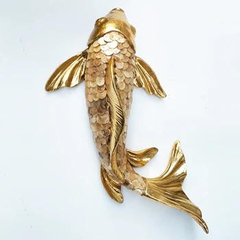 Kinijos Aukso Lotus Lapų Žuvų Shell Dervos Papuošalai Namų Svetainės Siena Lipdukas Amatų Viešbutis Fono Sienos Kabo Dekoro