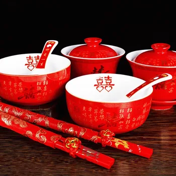 Kinijos Vestuvių Stalo Raudonos Keramikos Dragon 