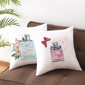 Kvepalų buteliuko serijos Valentino Diena pagalvės rinkinys, persikų pergamento užvalkalas priskirtą audinio aikštėje sofos pagalvėlė padengti