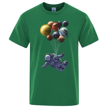 Kvėpuojantis Brand T-Marškinėliai vyriški Astronautas Kosmoso Kelionių Vyrų T Shirts Hip-Hop Viršūnes Mados Marškinėlius Planetos Balionas Vyras Tee Marškinėliai