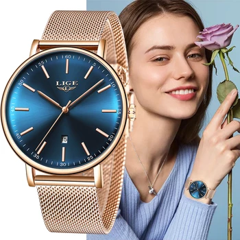 LIGE Elegantiškas Moterų Laikrodžiai Ponios Žiūrėti 2021 Mergina Dovana Laikrodis atsparus Vandeniui Žiūrėti Moterų zegarek damski montre femme reloj mujer