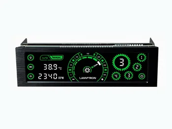 Lamptron CM430 Vairuotojo Vieta Ventiliatoriaus Greičio Reguliatorius LCD Ekranas, 4 Kanalai, Vandens aušinimo ventiliatoriaus greičio reguliatorius