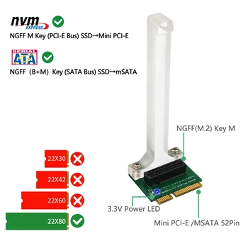 M2 SSD Adapteris M Klavišą M. 2 PCI-E NVME SSD prie Mini PCI-E Kortelė arba B+M Klavišą M. 2 NGFF SATA-Autobusų SSD į mSATA Kortelės Adapteris Keitiklis Naujas