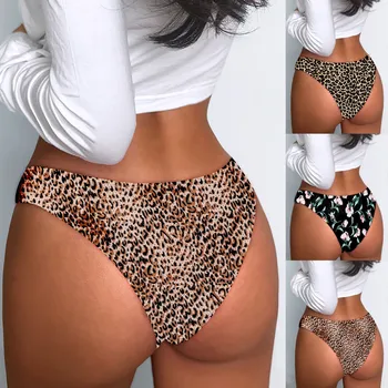 Mados Kelnaitės Moterų Sexy Kelnaitės Besiūliai Apatiniai Leopard Girl Bikini Medvilnė Tarpkojo Skaidrus apatinis Trikotažas apatinės Kelnės