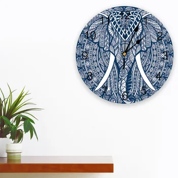 Mandala Modelis Dramblys Mėlyna Sieninis Laikrodis Šiuolaikinių Namų Puošybai, Paauglių Kambario Kambarį Adata Kabinti Žiūrėti Stalo Laikrodis