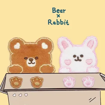 Mielas Animacinių filmų Bear Rabbit Siuvinėjimo Lopai Drabužių Parches Bordados Ecusson A Coudre Aplikacijos Ropa Termoadhesiv 