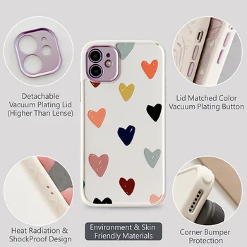 Mielas Meilė Širdies Gėlės Telefono dėklas Skirtas iPhone 12 11 Pro Max 12 Mini 8 7 Plus X XS Max XR SE 2020 Minkštos TPU Silikono Bamperio Dangtelis