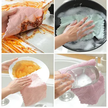 Mikropluošto šluoste absorbentas indų pašluostės virtuvės rankšluosčiu namų valymo audiniu non-stick naftos sutirštės stalviršio šveitimo padas įrankis